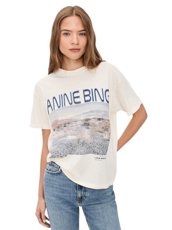 Anine Bing Tops - Anine Bing Wildflower Logo Tee XSmall Womens Short Sleeve Tshirt Top